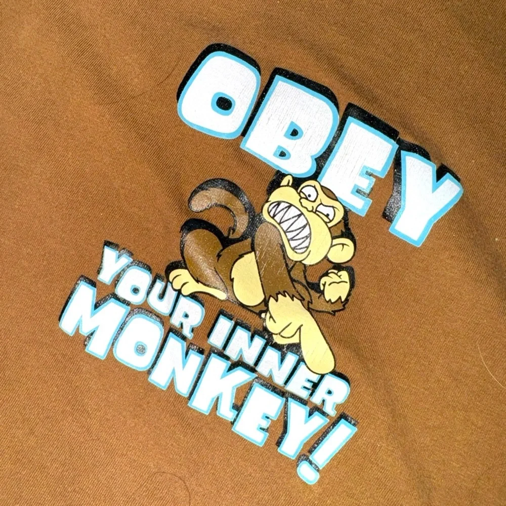 Funko Obey “your inner monkey” graphic brown T-shirt XL streetwear - Picture 7 of 8